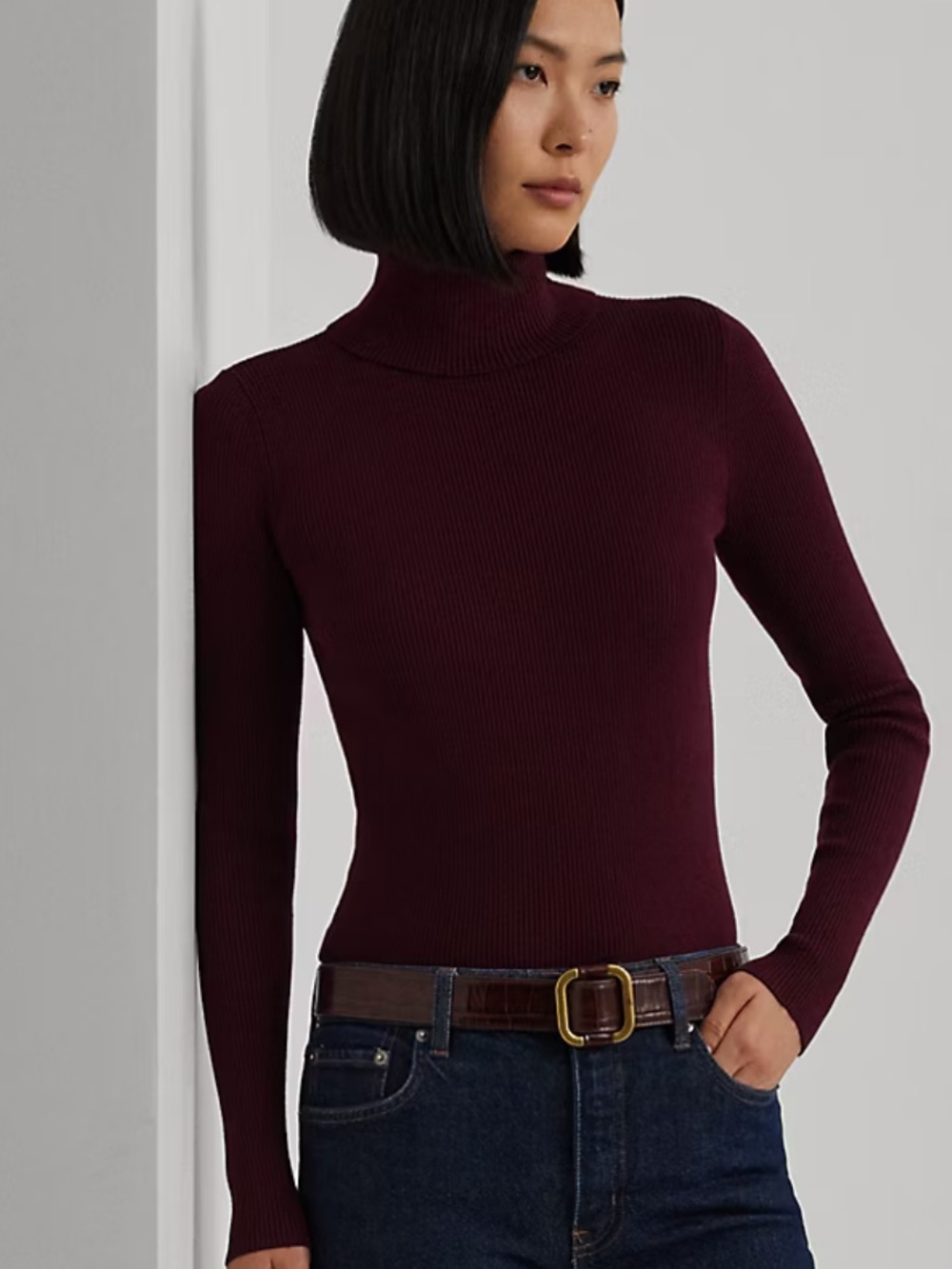 Lauren Ralph Lauren Cream Ribbed Turtleneck Sweater XL